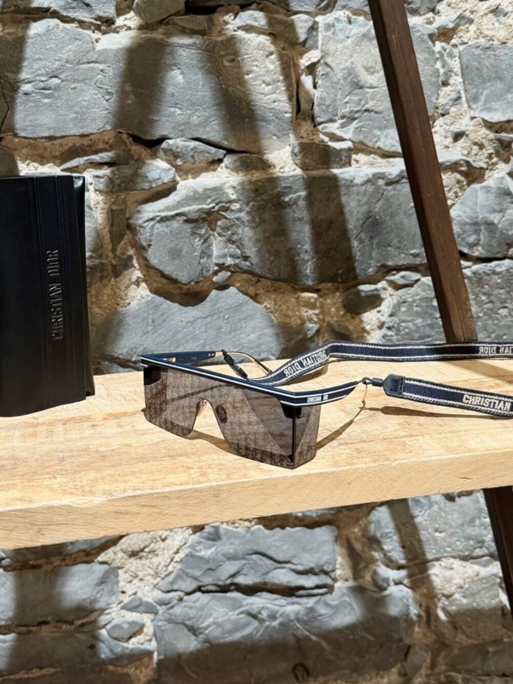 Dior DiorClub Oblique Mirrored Mask Sunglasses With Embroidered Cord